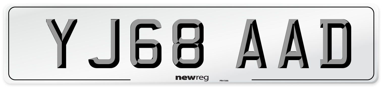 YJ68 AAD Number Plate from New Reg